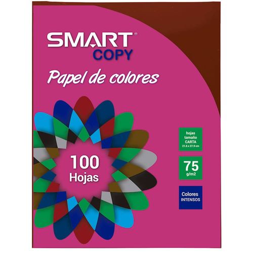 Papel Bond Tamaño Carta Colores Intensos con 100 Hojas Vino Smart Copy