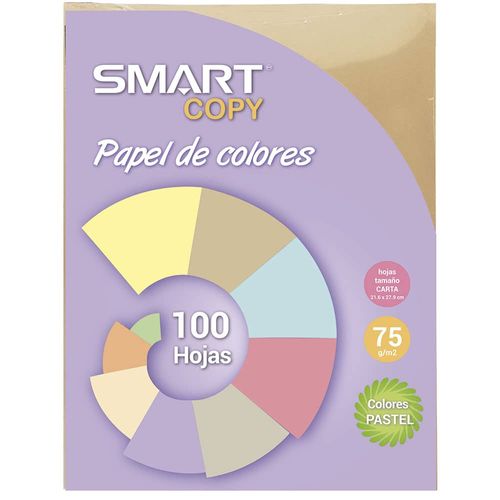Papel Bond Tamaño Carta Colores Pastel con 100 Hojas Arena Smart Copy