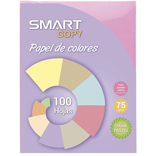 Papel Bond Tamaño Carta Colores Pastel con 100 Hojas Rosa Smart Copy