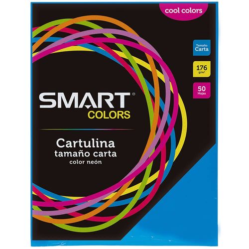 Cartulina Tamaño Carta Cool Colors Azul Cobalto con 50 Hojas Smart