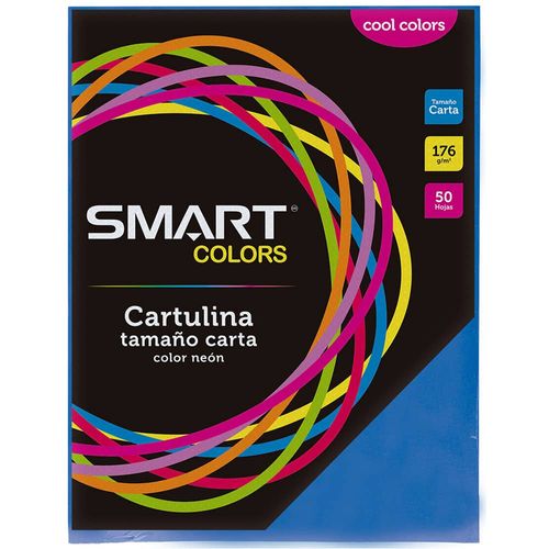 Cartulina Tamaño Carta Cool Colors Azul Turquesa con 50 Hojas Smart