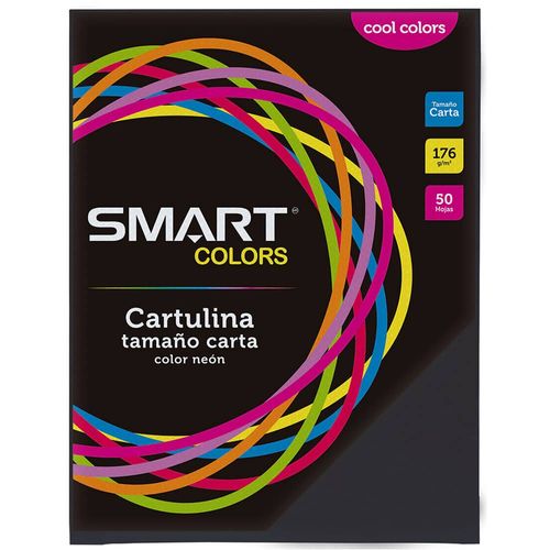 Cartulina Tamaño Carta Cool Colors Negro con 50 Hojas Smart