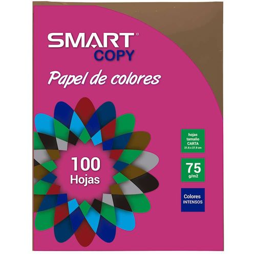 Papel Bond Tamaño Carta Colores Intensos Café Tabaco con 100 Hojas Smart Copy