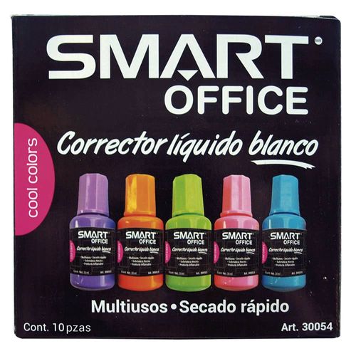 Corrector Líquido Blanco 20 ml Caja con 10 Piezas Cool Colors Smart