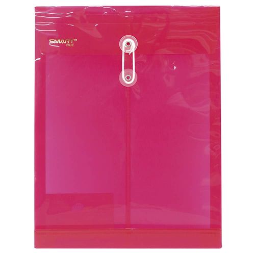 Sobre de Plástico con Rondana Tamaño Carta Vertical Rojo Transparente Smart
