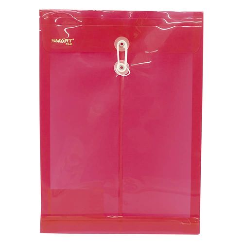 Sobre Bolsa Plástico Tamaño Oficio Vertical Rojo Transparente Smart