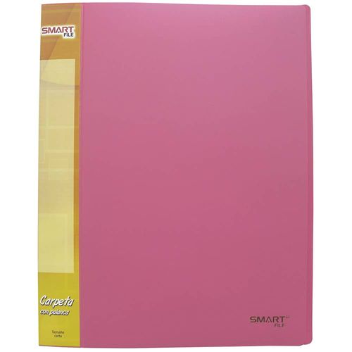Carpeta de Plástico Tamaño Carta con Palanca Rosa Neón Smart