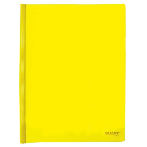 Folder de Plástico Tamaño Carta con Costilla Delgada de 7 mm Amarillo Transparente Paquete con 5 Piezas Smart