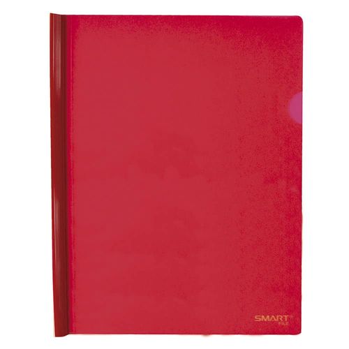 Folder de Plástico Tamaño Carta con Costilla Delgada de 7 mm Rojo Transparente Paquete con 5 Piezas Smart