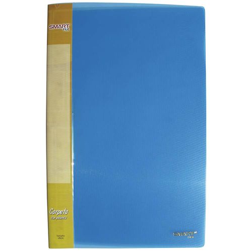 Carpeta de Plástico Tamaño Oficio con Palanca Azul Transparente Smart