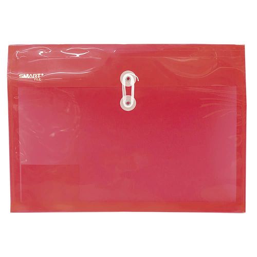 Sobre de Plástico con Rondana Tamaño Oficio Horizontal Rojo Transparente Smart