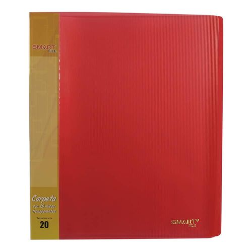 Carpeta de Plástico Tamaño Carta con 20 Micas Rojo Transparente Smart