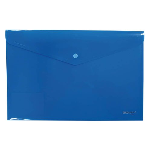 Sobre de Plástico con Botón Tamaño Oficio Horizontal Azul Solido Smart