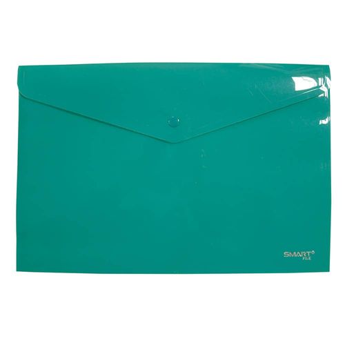 Sobre de Plástico con Botón Tamaño Oficio Horizontal Verde Solido Smart