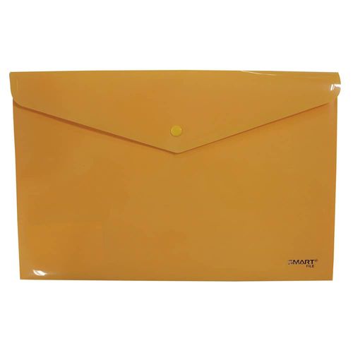 Sobre de Plástico con Botón Tamaño Oficio Horizontal Amarillo Canario Smart