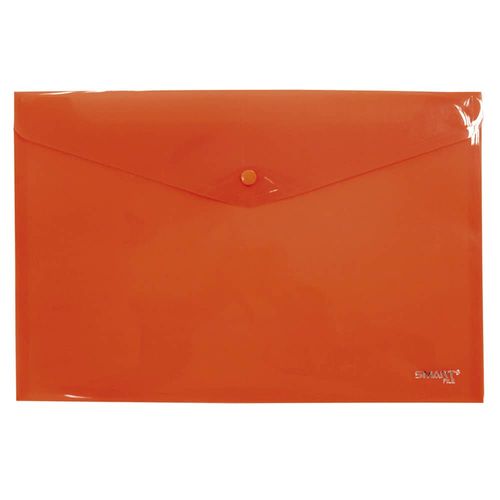 Sobre de Plástico con Botón Tamaño Oficio Horizontal Naranja Solido Smart