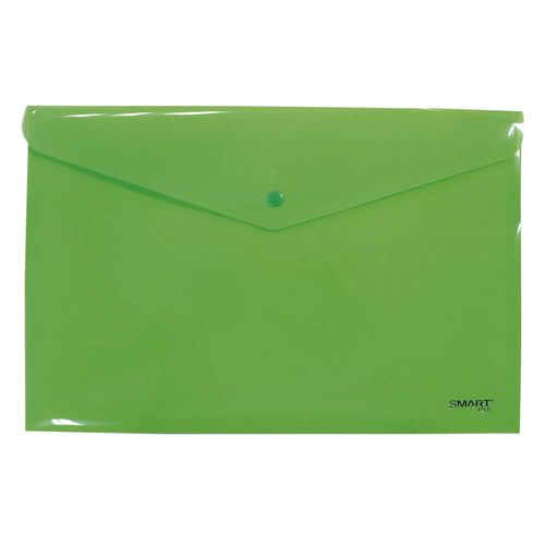 Sobre de Plástico con Botón Tamaño Oficio Horizontal Verde Limón Solido Smart