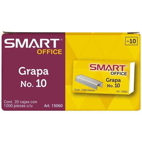 Grapa Chica Número 10 Caja con 1000 Piezas Paquete con 20 Smart