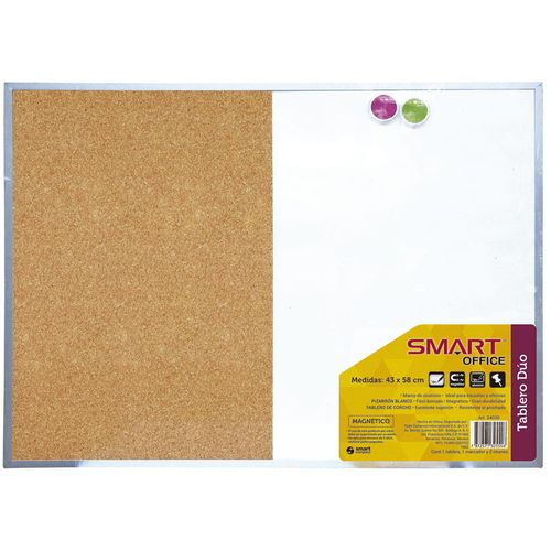 Pizarrón Duo de 43 x 58 cm de Aluminio Magnético Smart