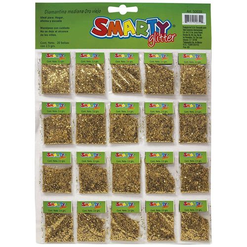 Diamantina Mediana con 2.5 g Oro Viejo con 20 Smarty