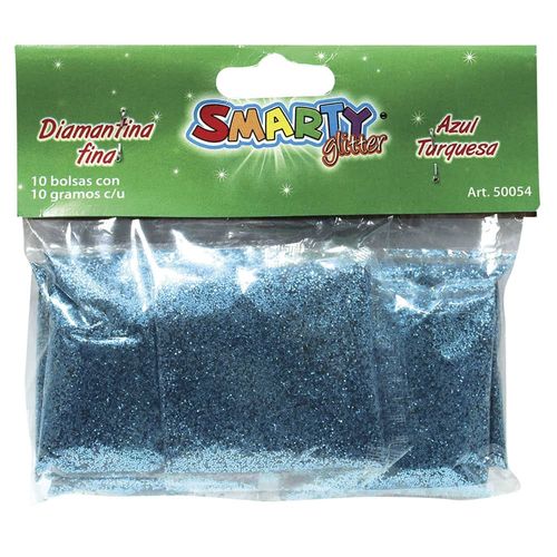 Diamantina Fina con 10 g Azul Turquesa Bolsa con con 10 Smarty