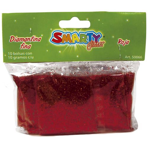 Diamantina Fina con 10 g Rojo Bolsa con con 10 Smarty
