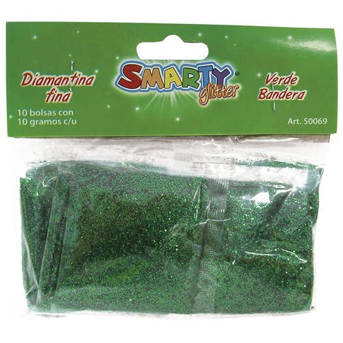 Diamantina Fina con 10 g Verde Bandera Bolsa con con 10 Smarty