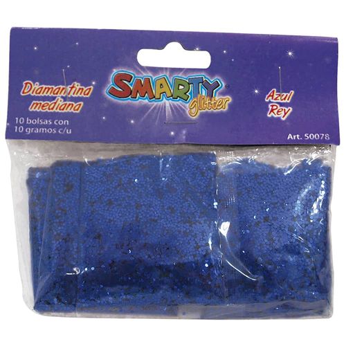 Diamantina Mediana con 10 g Azul Rey Bolsa con con 10 Smarty