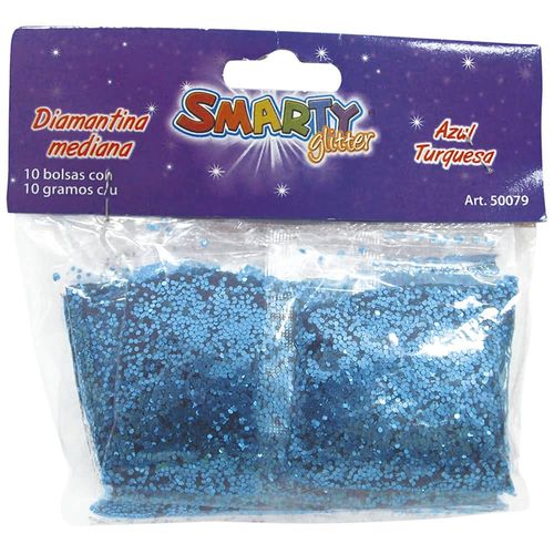 Diamantina Mediana con 10 g Azul Turquesa Bolsa con con 10 Smarty