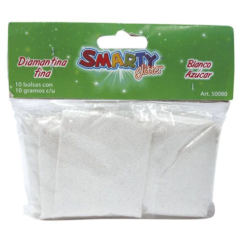 Diamantina Mediana con 10 g Blanco Azúcar Bolsa con con 10 Smarty