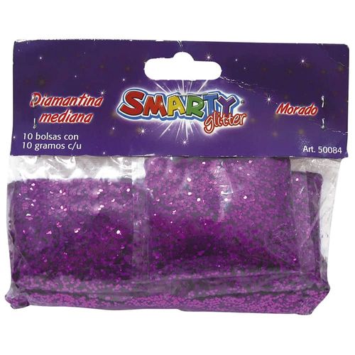 Diamantina Mediana con 10 g Morado Bolsa con con 10 Smarty