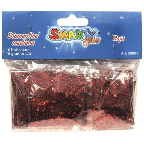 Diamantina Mediana con 10 g Rojo Bolsa con con 10 Smarty