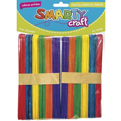 Palito de Madera Colores Surtidos Jumbo con 80 Piezas Smarty