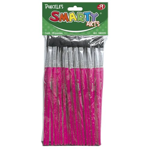 Pincel Escolar de Plástico Número 9 Bolsa con 25 Piezas Smarty