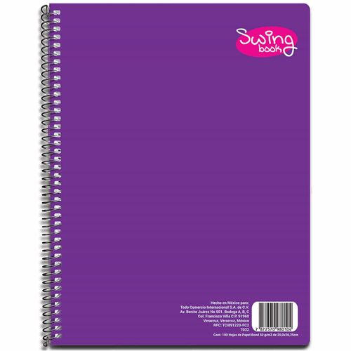 Cuaderno Espiral de 100 Hojas Profesional de Cuadro Grande Swing Color