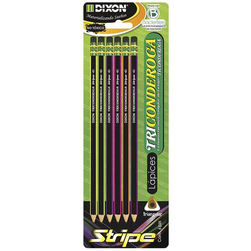 Lápiz con Goma Número 2 Triangular Stripe con 6 Piezas Ticonderoga