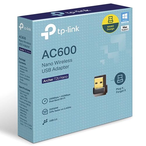 Adaptador Inalámbrico USB Nano de Banda Dual con Conexiones de 2.4 GHz a 200 Mbps y 5 GHz a 433 Mbps