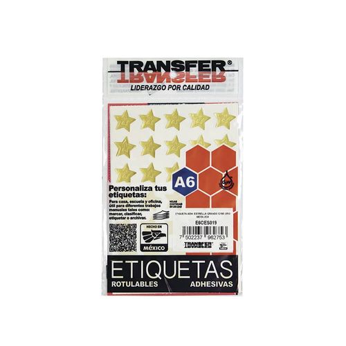 Estrellita Adhesiva Grande Oro Bolsa con 105 Piezas Transfer
