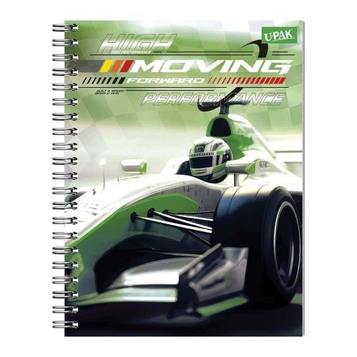 Cuaderno Espiral de 100 Hojas Raya Autos de Carreras Upak 4136545110