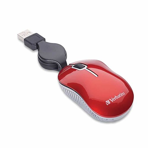 Mouse Óptico Mini Retráctil USB Rojo Verbatim VB98619