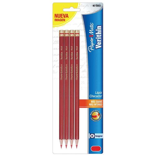 Lápiz Rojo Hexagonal Blíster con 4 Piezas Verithin