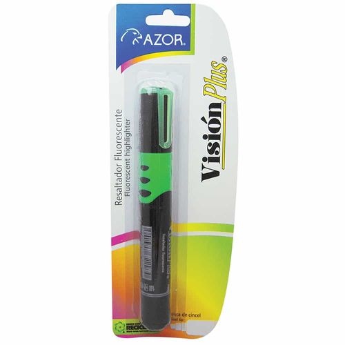 Marcador Fluorescente Grueso Verde Blíster Visión Plus Azor