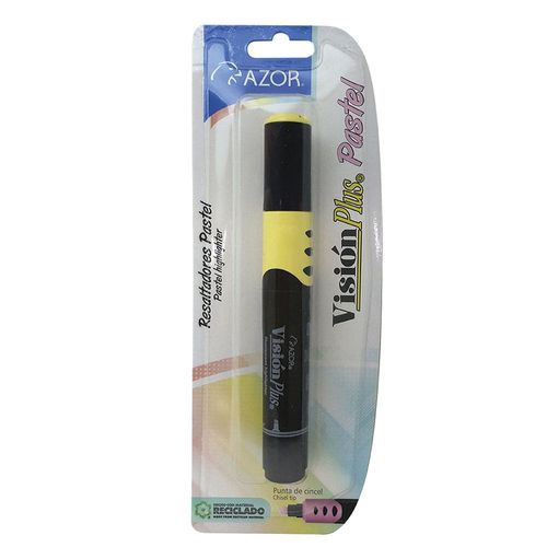 Marcador Fluorescente Grueso Amarillo Pastel Blíster Vision Plus
