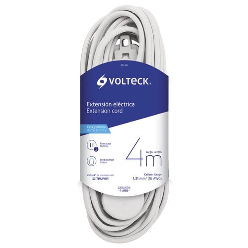Extensión Eléctrica de 3 Contactos de 4 m Blanco Ed-4B Volteck