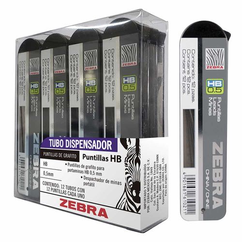 Puntillas para Lapicero de 0.5 mm con 12 Tubos Zebra