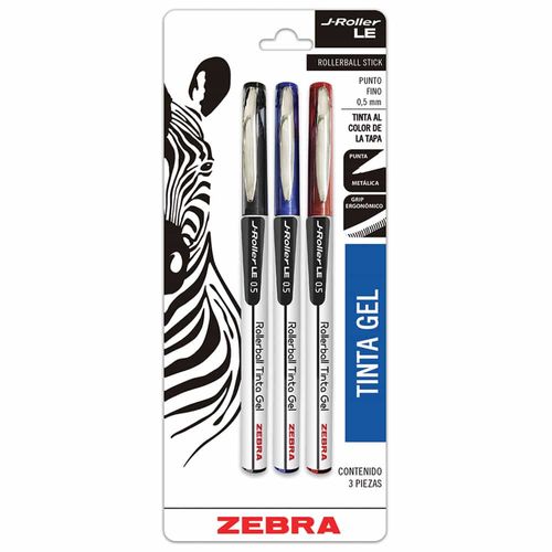 Bolígrafo de Gel Stick de 5 mm Colores Surtidos Blíster con 3 Piezas J-Roller LE 8636-LE