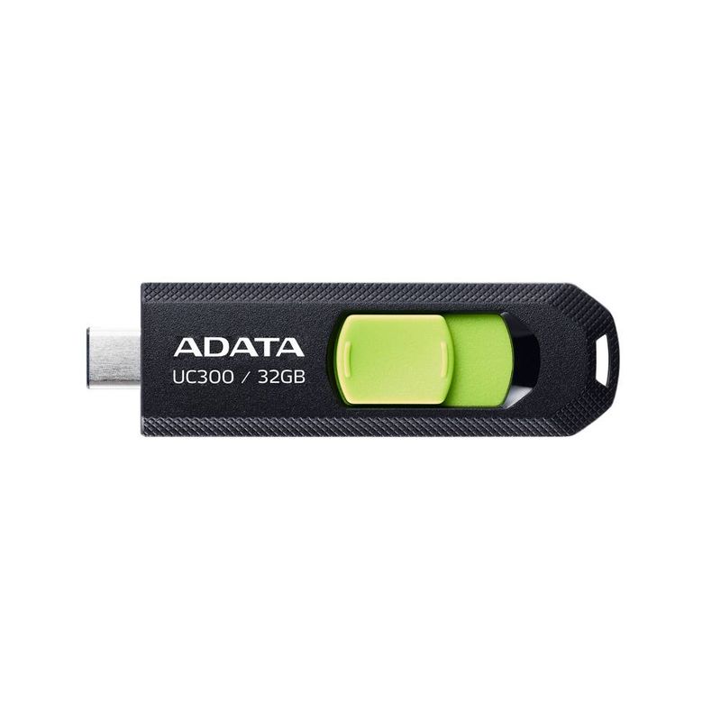 Memoria-USB-3.2-Gen-1-Tipo-C-32GB-UC300---Conector-deslizable-sin-tapa.-Plastico-color-NEGRO-VERDE--ACHO-UC300-32G-RBK-GN