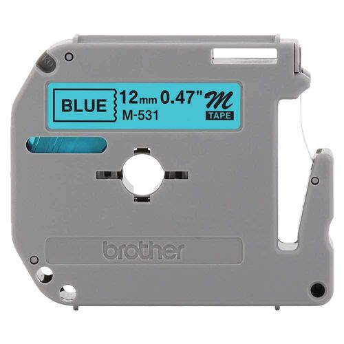 Cinta para Rotulador Negro / Azul de 12 mm x 8 mts Brother M531