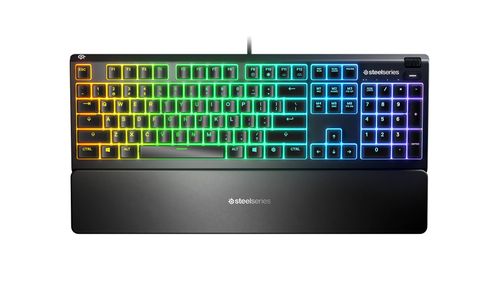 Teclado SteelSeries Apex 3 RGB Gaming. Iluminación RGB de 10 zonas. IP32 Resistente al agua  -