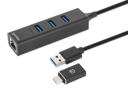 180894-Adaptador-USB-A-macho-con-acoplador-USB-C-macho-a-conector-RJ-45-hembra-y-tres-conectores-USB-A-de-5-Gbps-de-Super-Velocidad--USB-3.2-Gen1----a